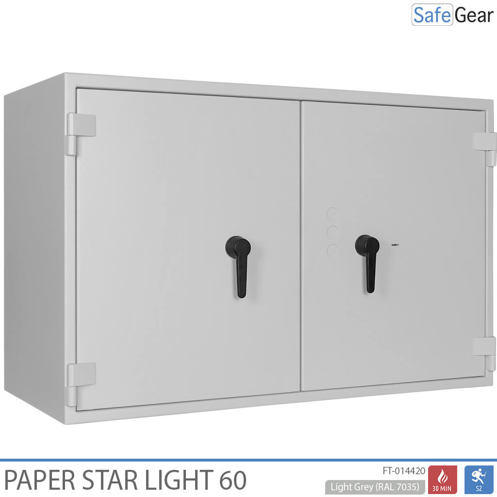 Paper Star Light 60 dokumentumszéf – 28 iratrendező – S2 betörésvédelmi teszt / 30 perces tűzállósági teszt