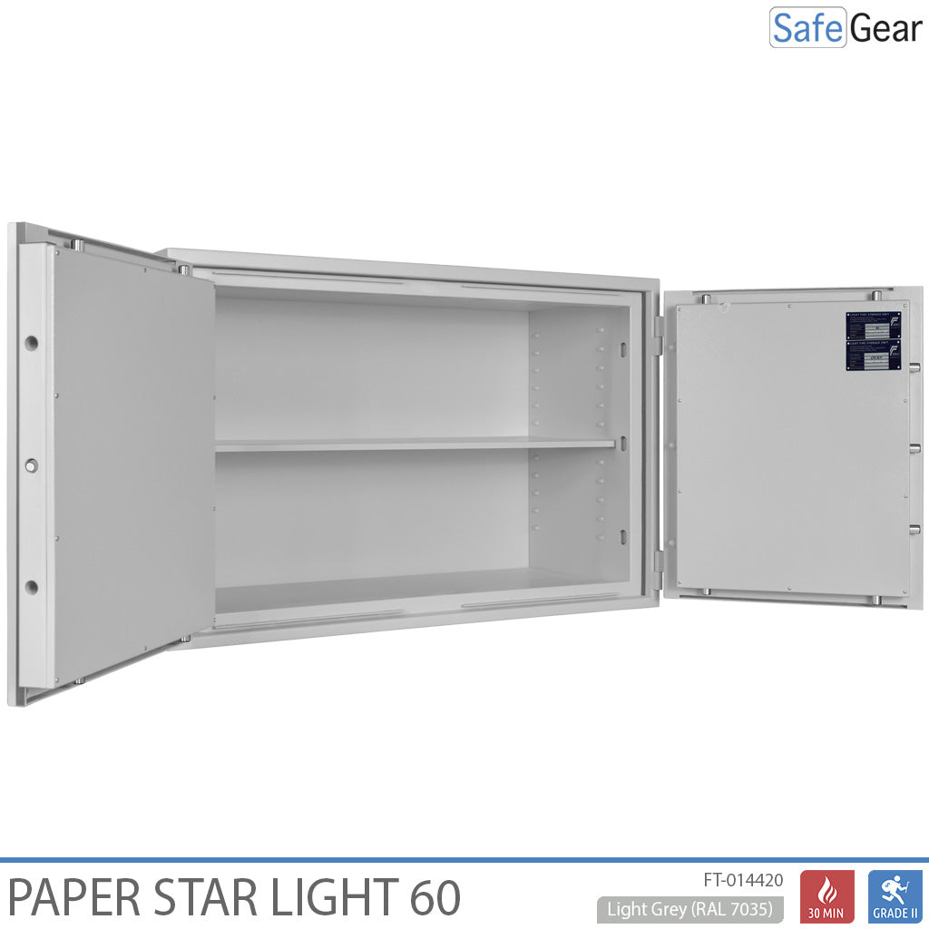 Paper Star Light 60 dokumentumszéf – 28 iratrendező – S2 betörésvédelmi teszt / 30 perces tűzállósági teszt