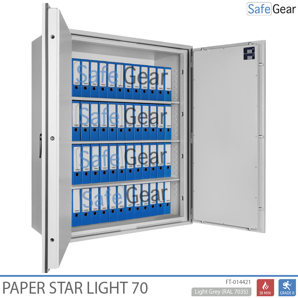 Paper Star Light 70 irattároló széf – 56 iratrendező – S2 betörésvédelmi teszt / 30 perces tűzállósági teszt