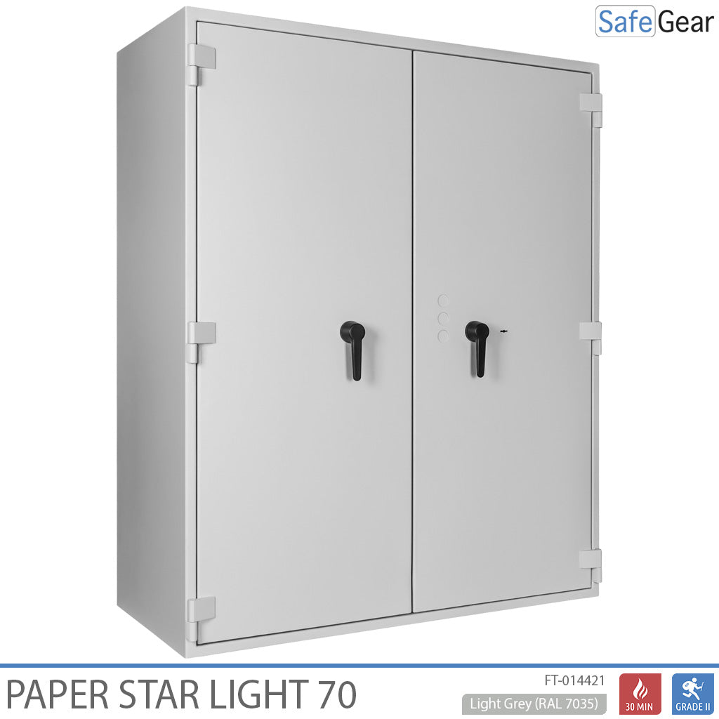 Paper Star Light 70 irattároló széf – 56 iratrendező – S2 betörésvédelmi teszt / 30 perces tűzállósági teszt