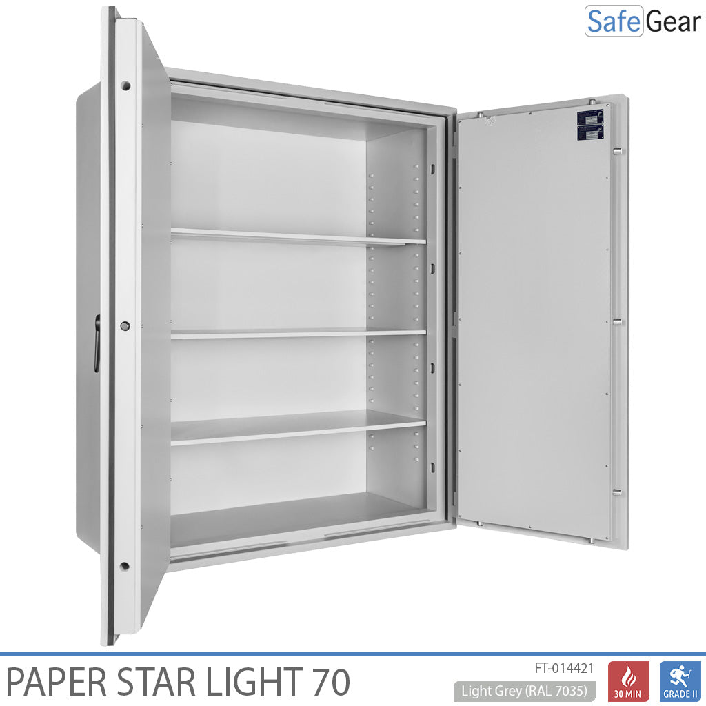Paper Star Light 70 irattároló széf – 56 iratrendező – S2 betörésvédelmi teszt / 30 perces tűzállósági teszt