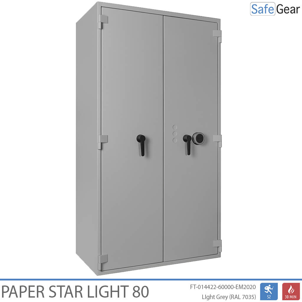 Paper Star Light 80 dokumentumszéf – 55 irattartó – betörésvizsgálat: S2 / tűzállósági vizsgálat: 30 perc