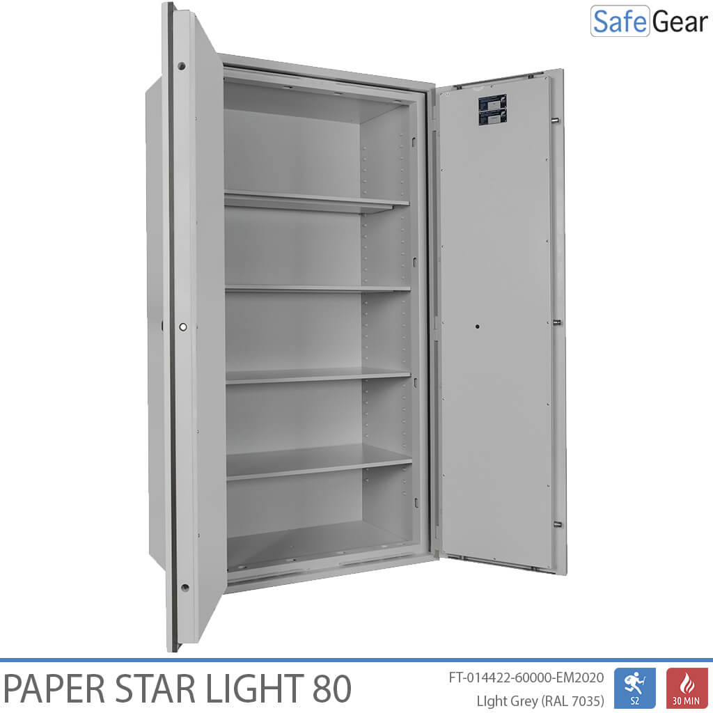 Paper Star Light 80 dokumentumszéf – 55 irattartó – betörésvizsgálat: S2 / tűzállósági vizsgálat: 30 perc