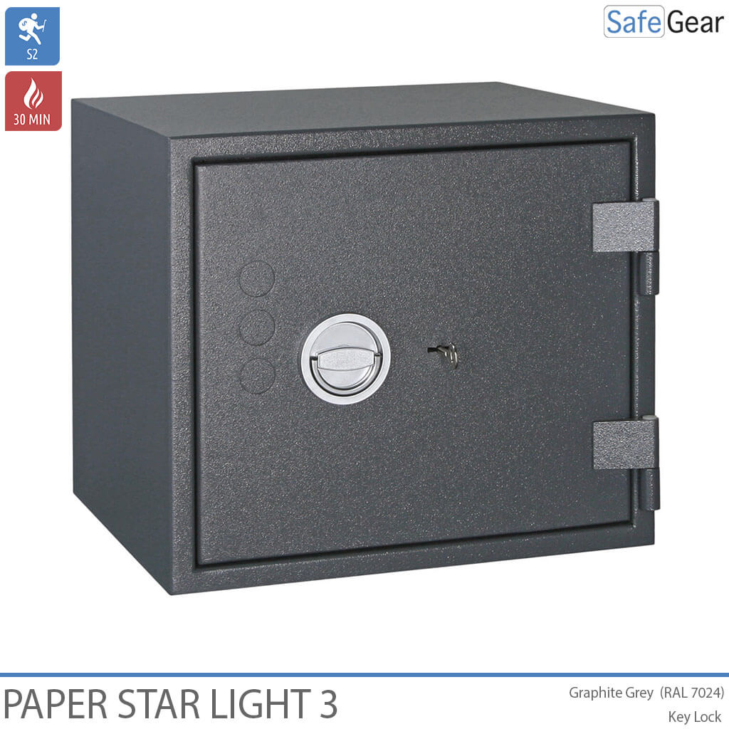 Paper Star Light 3 tűzálló széf – 5 irattartó – S2 betörésállósági vizsgálati fokozat / 30 perces tűzállósági vizsgálat