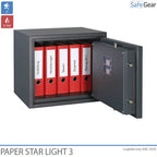 Paper Star Light 3 tűzálló széf – 5 irattartó – S2 betörésállósági vizsgálati fokozat / 30 perces tűzállósági vizsgálat
