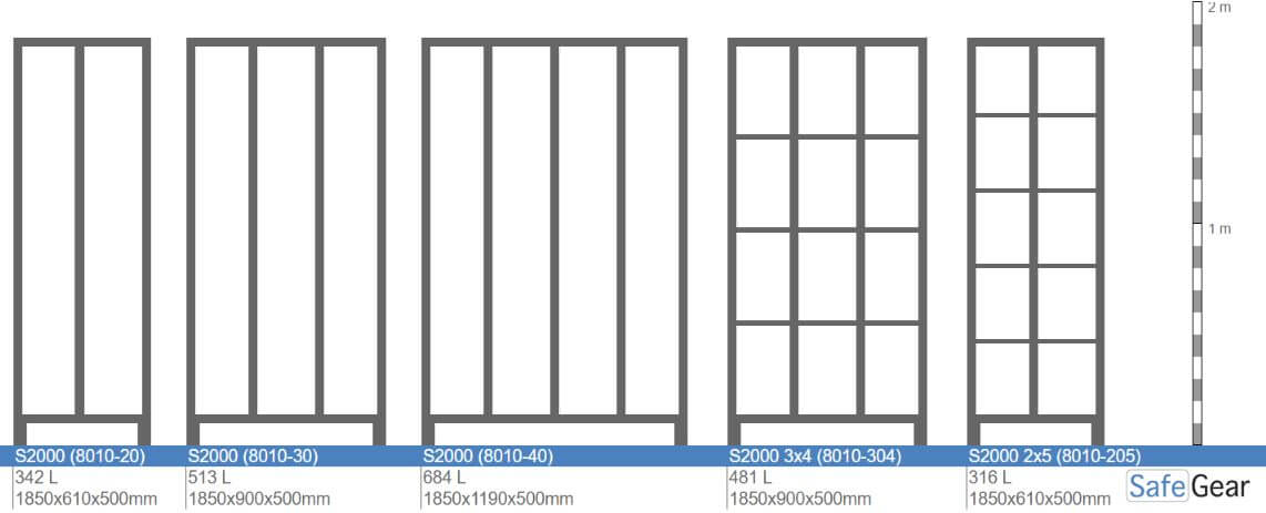 S2000 tárolószekrény 2x4 rekesszel (8010-204) - lakat