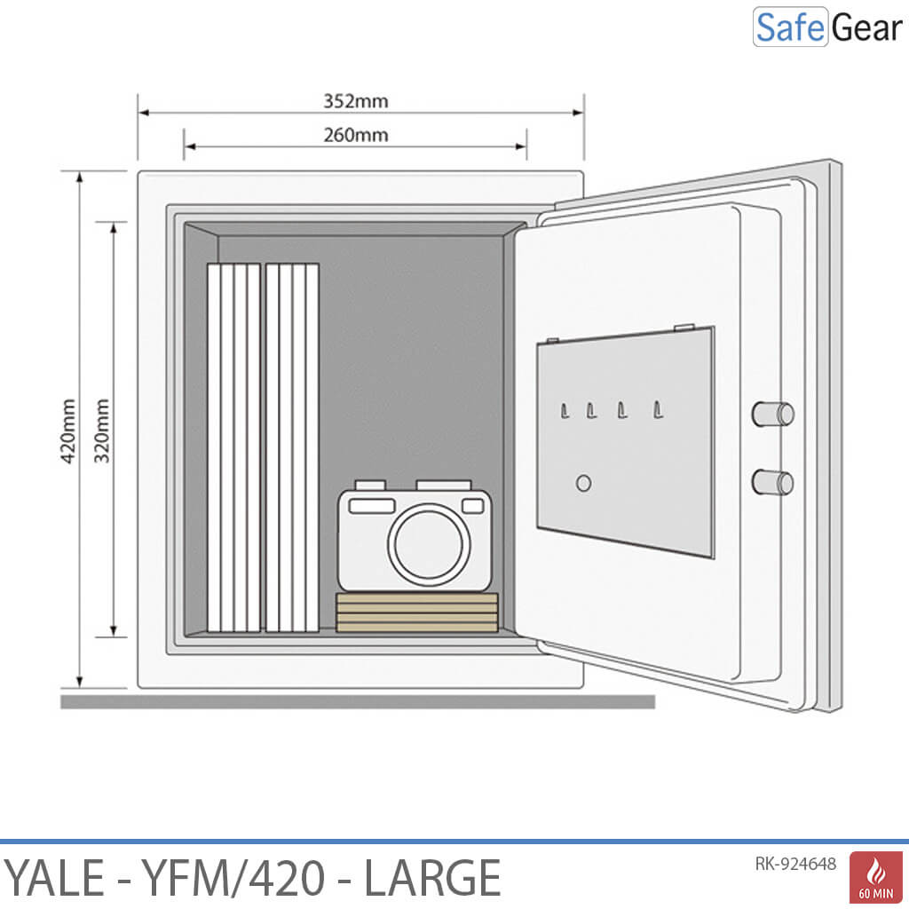 Yale YFM420 tűzálló (25 L) nagy méretű széfek – Tűzvédelem 60 perc