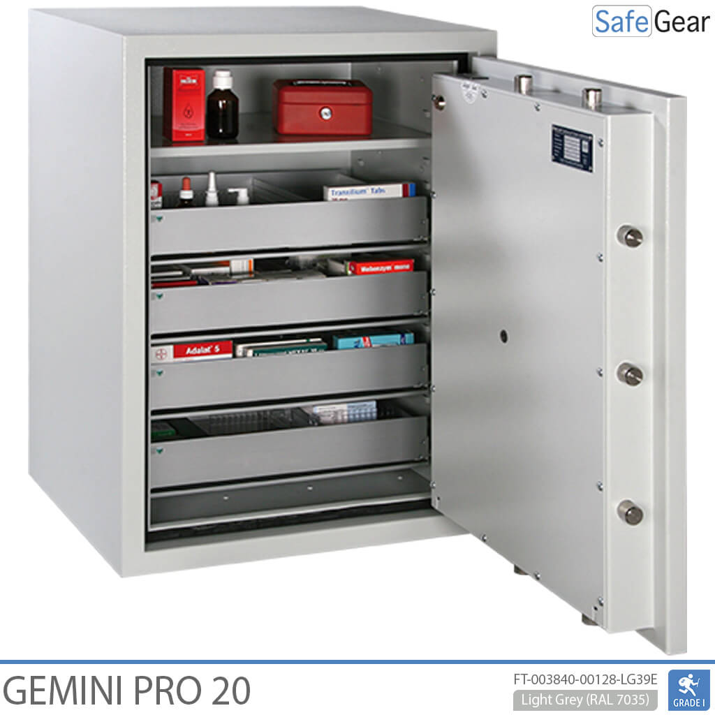 Gemini Pro 40 – Gyógyszertári széf (180 liter) – 6 fiók – Betörésállósági vizsgálat Fokozat I