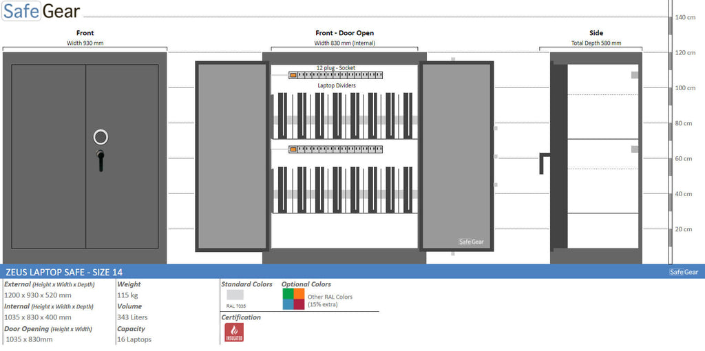 Zeus 14 – Laptop-széf (16 laptop) – Kódzár