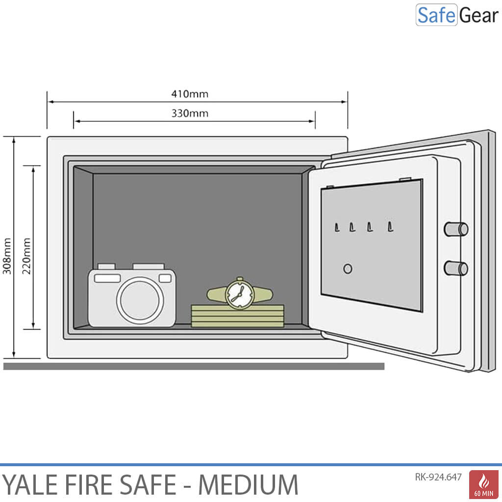 Yale YFM310 tűzálló (16 l) közepes méretű széfek – Tűzvédelem 60